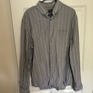Express Gray Casual Button Down Shirt Relaxed Fit